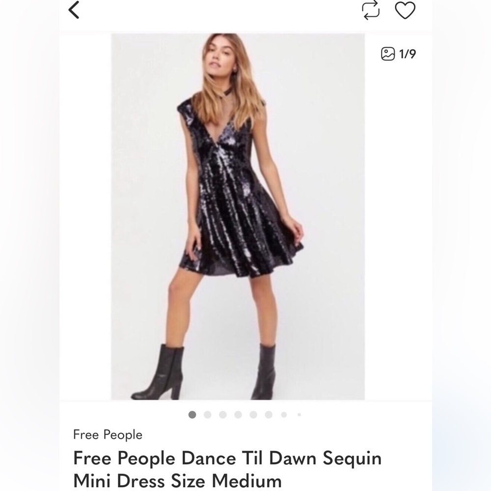 Free People Black Sequin Mini Dress